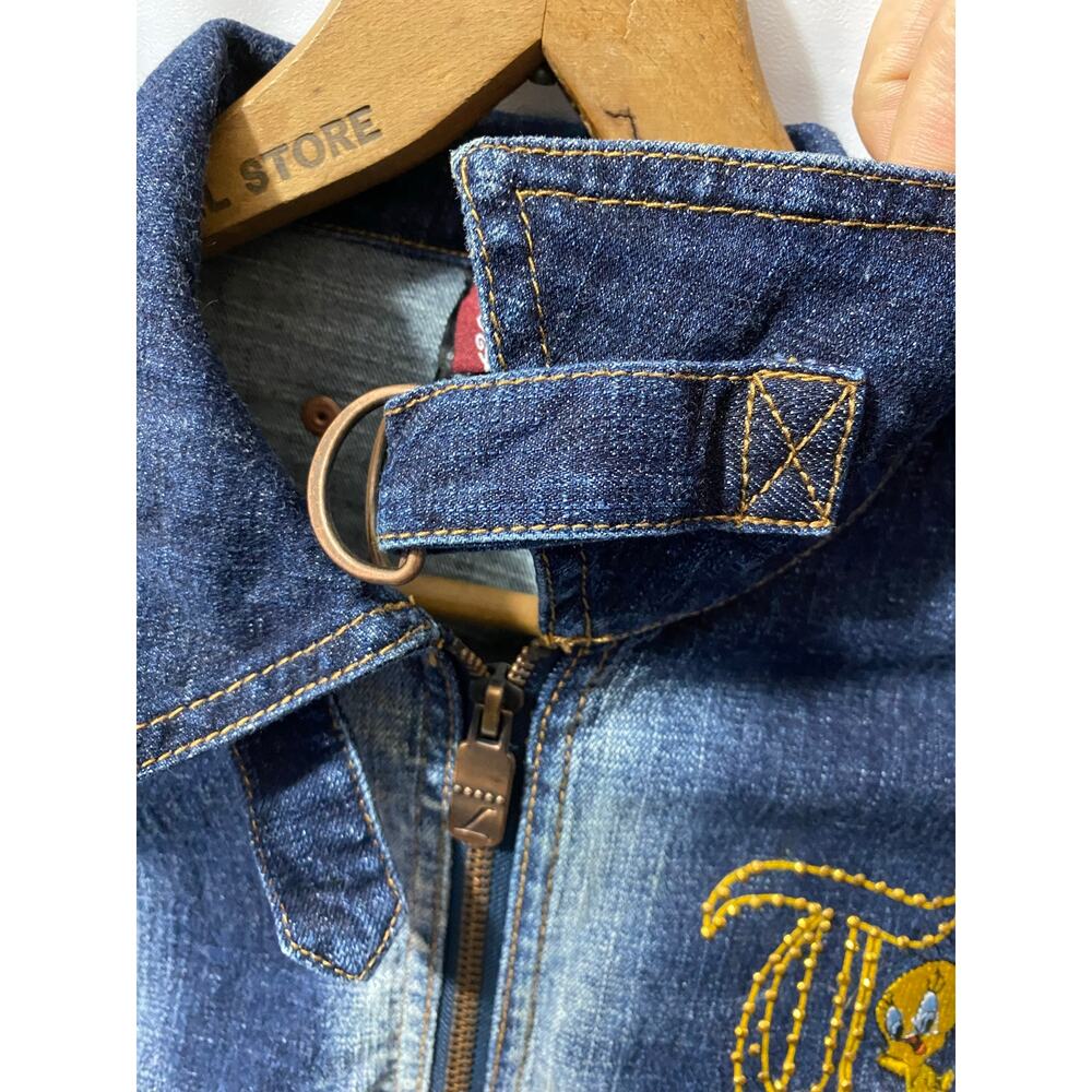 VTG Y2K LOONEY TUNES Tweety Bird Denim Jacket — Warner Bros Medium - Picture 8 of 13
